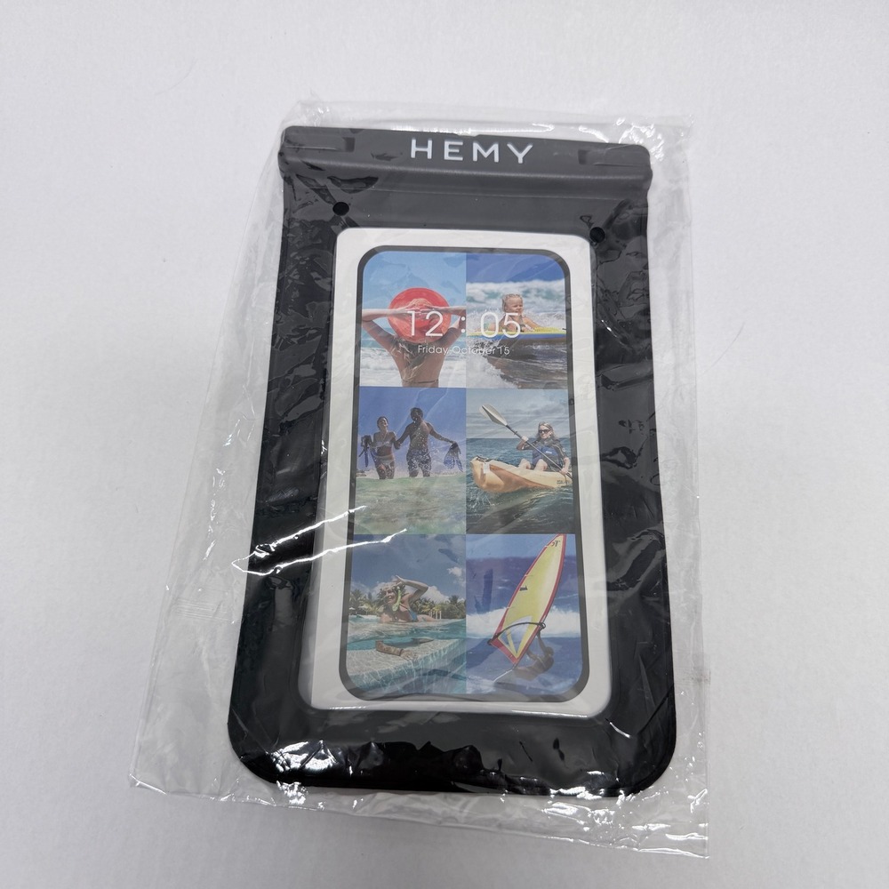 Hemy Universal Waterproof Phone Pouch Black Dry Bag with Lanyard for Swimming